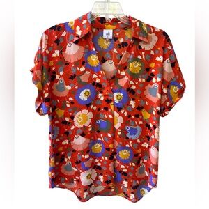 Cabi Orange Floral Visionary Replay Style Blouse Top Women’s Medium 5892